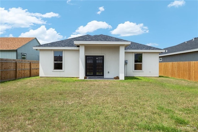 3312 Saturn St, Edinburg, TX 78542 - rear view of property featuring french doors, stucco siding, and roof with shingles