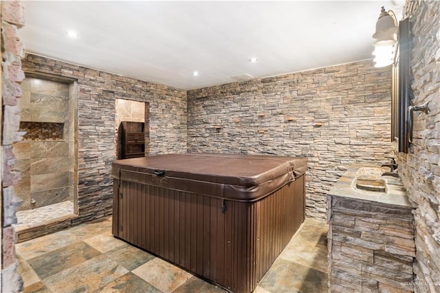 2408 River Oaks Ln, Edinburg, TX 78539 - miscellaneous room with stone finish floors and recessed lighting