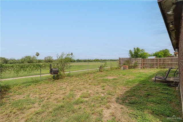 view of yard with a rural view