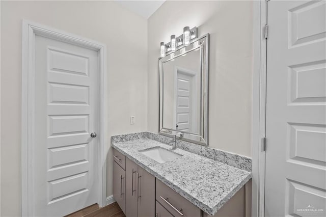 bathroom featuring wood-type flooring and vanity