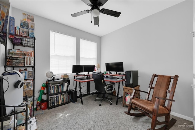 office area featuring ceiling fan