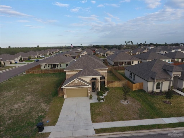 aerial view with a residential view