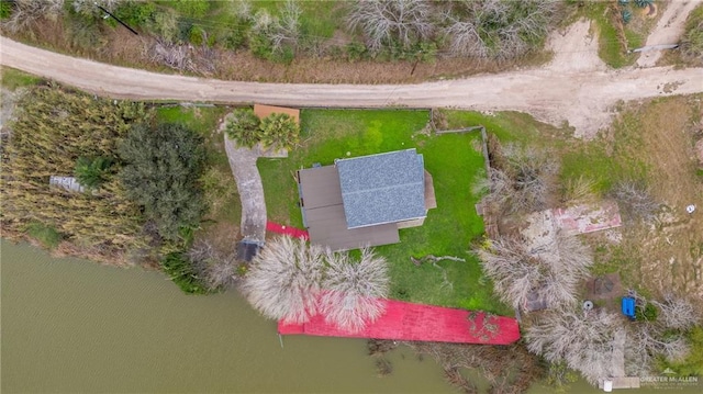 bird's eye view featuring a water view