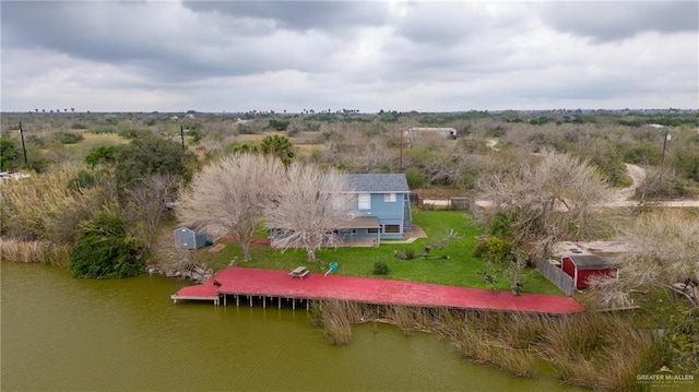 bird's eye view featuring a water view