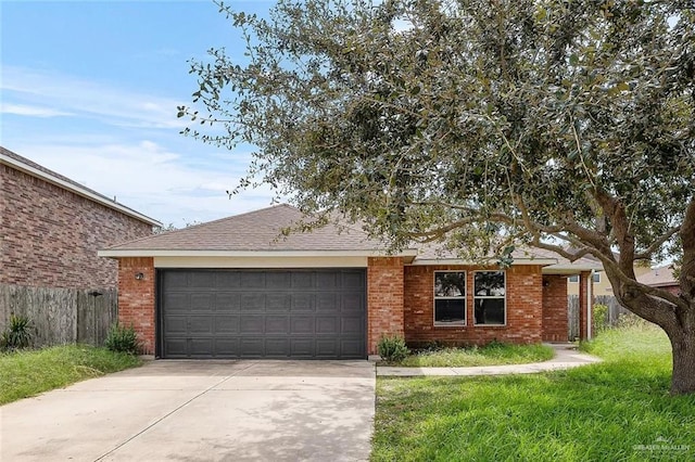 single story home with a garage