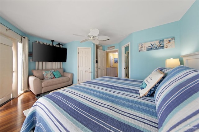 210 W Oleander St Unit B, South Padre Island, TX 78597 - bedroom featuring wood finished floors and a ceiling fan