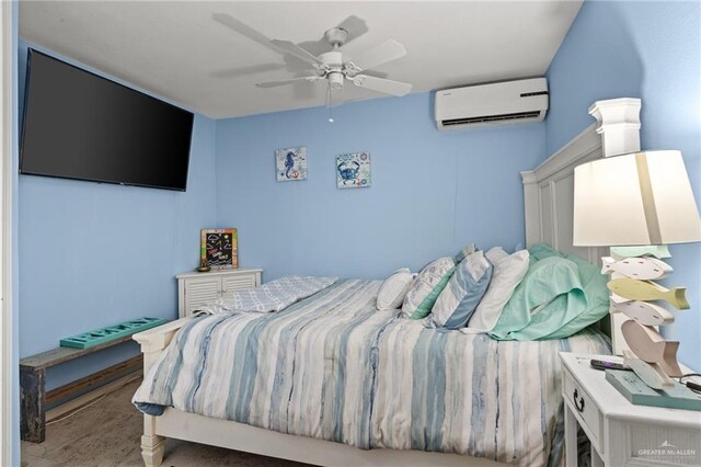 210 W Oleander St Unit B, South Padre Island, TX 78597 - bedroom with a wall unit AC and ceiling fan