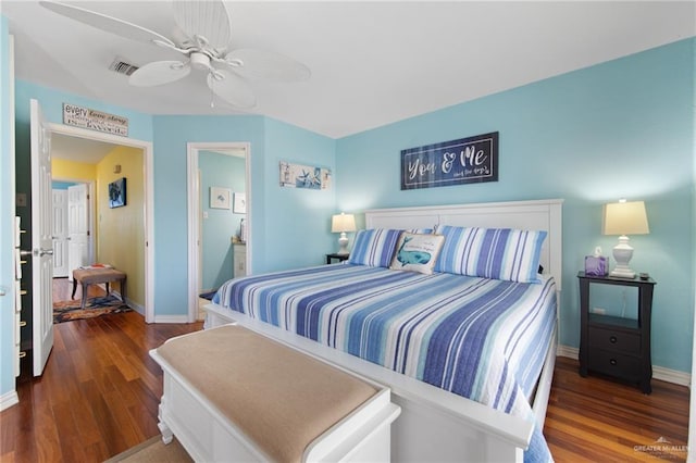 210 W Oleander St Unit B, South Padre Island, TX 78597 - bedroom featuring wood finished floors and ceiling fan