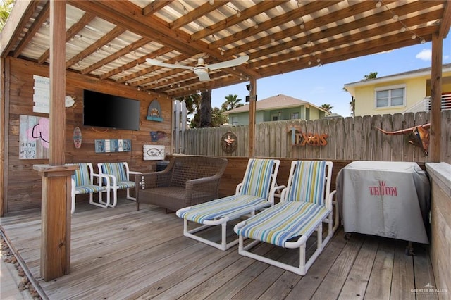 210 W Oleander St Unit B, South Padre Island, TX 78597 - deck featuring a ceiling fan