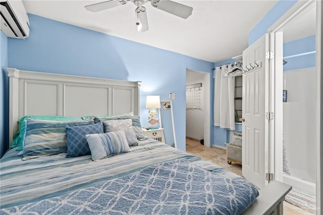 210 W Oleander St Unit B, South Padre Island, TX 78597 - bedroom with a wall mounted AC and ceiling fan