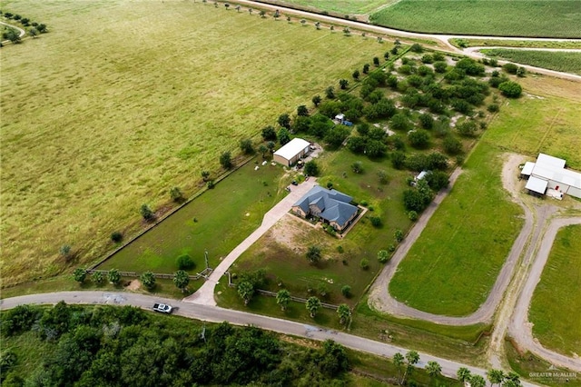 drone / aerial view with a rural view