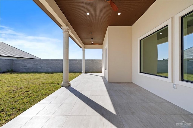 view of patio / terrace with ceiling fan