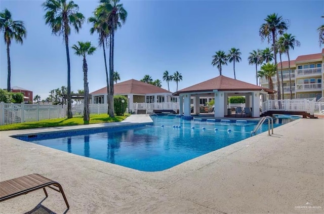 200 Padre Blvd Unit 2102, South Padre Island, TX 78597 - community pool with a gazebo, fence, and a patio