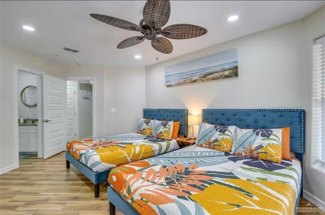 200 Padre Blvd Unit 2102, South Padre Island, TX 78597 - bedroom with visible vents, recessed lighting, and wood finished floors