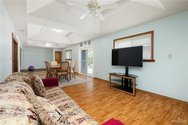 501 Capricorn St, Mission, TX 78572 - living area with wood finished floors, baseboards, and ceiling fan