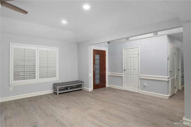 106 E Ithaca Ave, Mcallen, TX 78501 - empty room featuring wood finished floors, recessed lighting, baseboards, and a ceiling fan