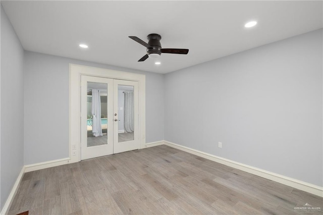 106 E Ithaca Ave, Mcallen, TX 78501 - unfurnished room with french doors, wood finished floors, ceiling fan, baseboards, and recessed lighting