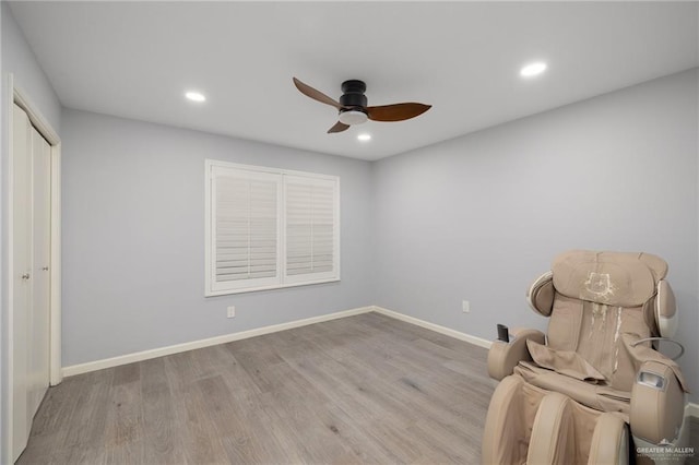 106 E Ithaca Ave, Mcallen, TX 78501 - sitting room with ceiling fan, wood finished floors, baseboards, and recessed lighting