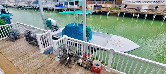 dock area featuring a water view