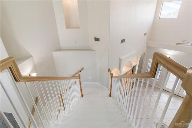 1711 Solar Dr, Mission, TX 78574 - stairs featuring a high ceiling and tile patterned floors