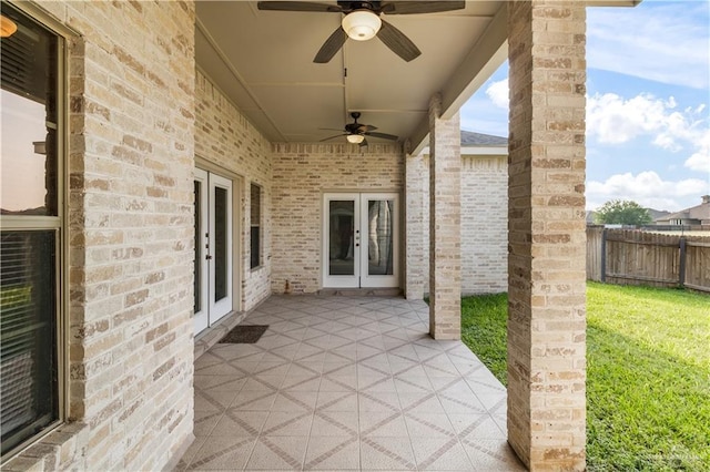 1711 Solar Dr, Mission, TX 78574 - view of patio / terrace with french doors and a ceiling fan
