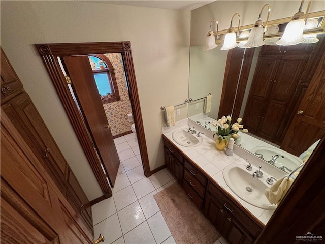 bathroom featuring vanity and tile patterned flooring