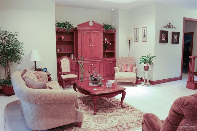 view of tiled living room