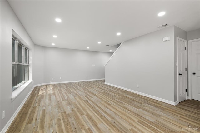 interior space with light hardwood / wood-style flooring