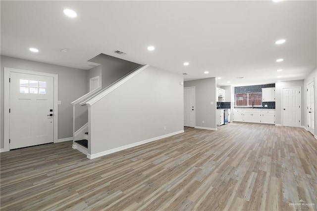 unfurnished living room featuring light hardwood / wood-style floors