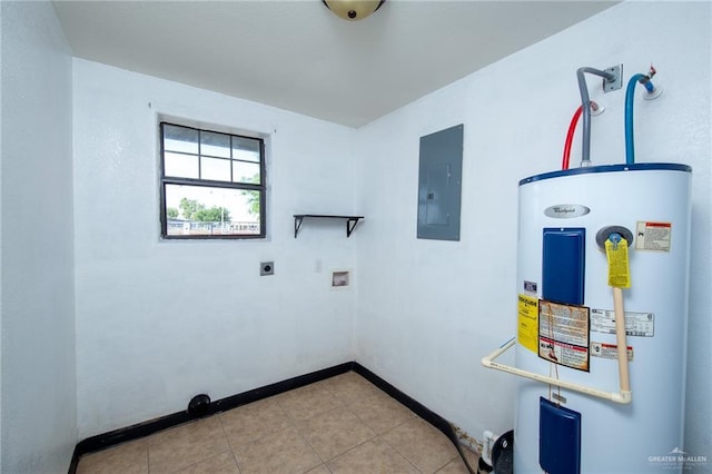 201 E Durango Dr, Pharr, TX 78577 - laundry area featuring hookup for an electric dryer, electric panel, water heater, baseboards, and laundry area