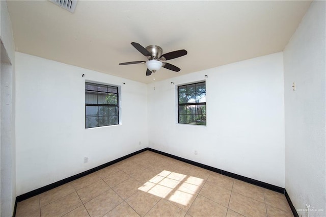 201 E Durango Dr, Pharr, TX 78577 - tiled empty room with baseboards, a ceiling fan, visible vents, and plenty of natural light