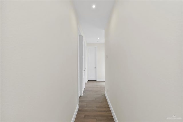 3317 Yellowhammer Ave, Mcallen, TX 78504 - hall featuring baseboards, dark wood-style flooring, and recessed lighting