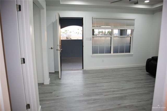 empty room featuring wood-type flooring