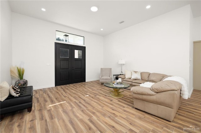 living room featuring light hardwood / wood-style floors