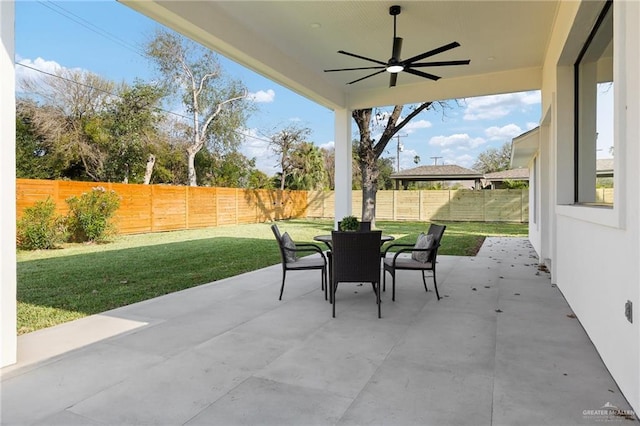 view of patio / terrace featuring ceiling fan