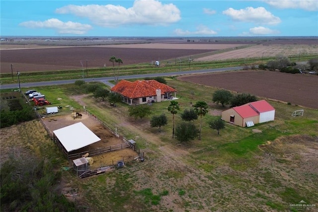 birds eye view of property with a rural view