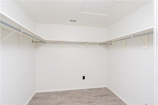 walk in closet featuring light hardwood / wood-style flooring