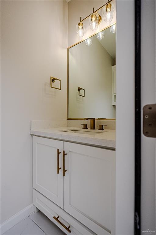 bathroom with vanity and tile patterned floors