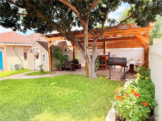 6916 Avenida Del Paseo St, Mission, TX 78572 - view of yard featuring a pergola, a patio area, ac unit, and an outdoor living space