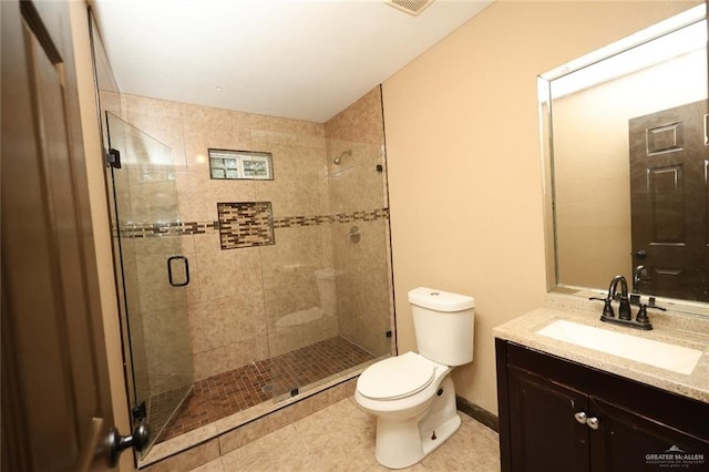 5310 Nicole Dr, Edinburg, TX 78542 - bathroom featuring a shower stall, vanity, and tile patterned floors