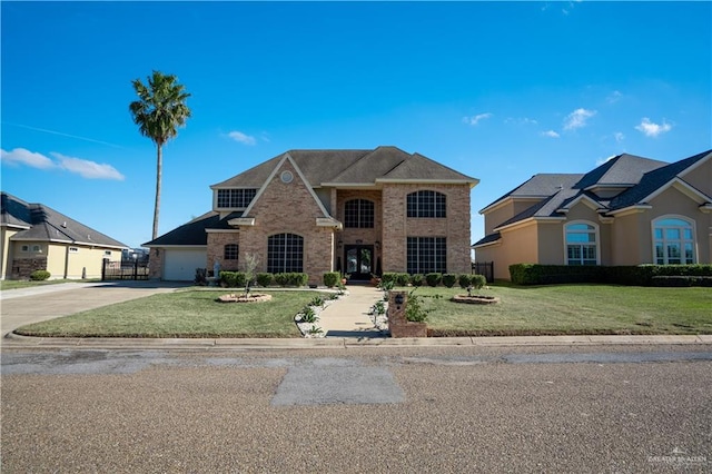 view of front of home featuring a garage and a front yard