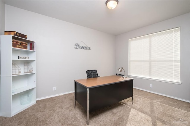 view of carpeted office space