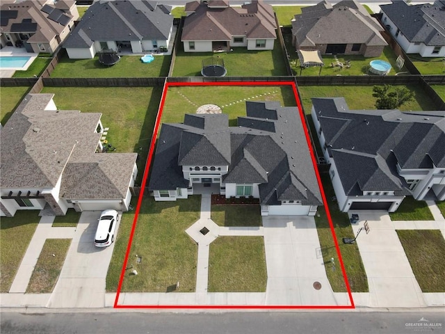 6073 Surrey Ln, Brownsville, TX 78526 - aerial view of residential area with property boundaries highlighted