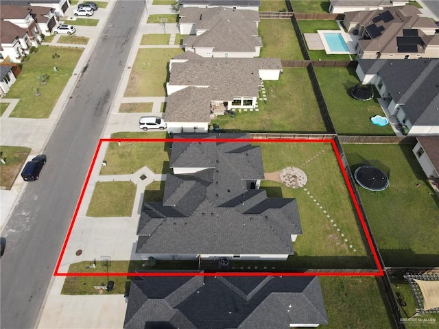 6073 Surrey Ln, Brownsville, TX 78526 - aerial perspective of suburban area with property boundaries highlighted