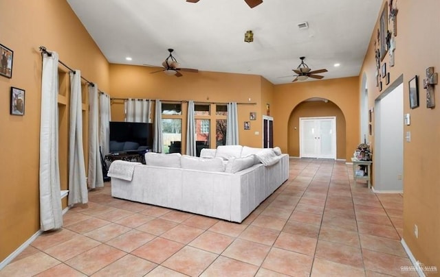 view of tiled living room