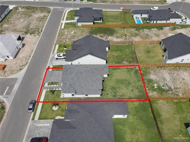 1104 Azalea Ave, Mission, TX 78573 - aerial perspective of suburban area with property boundaries highlighted