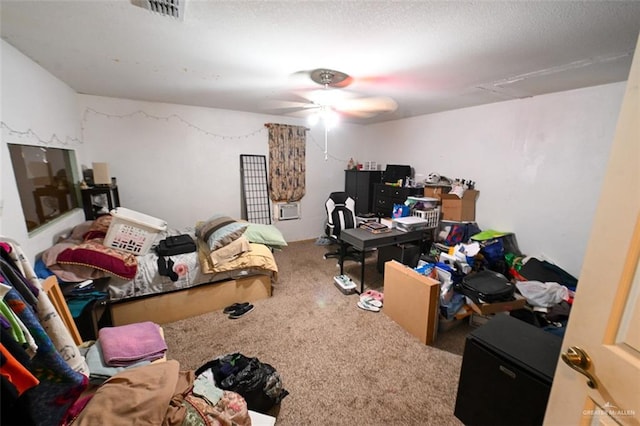 interior space with carpet and ceiling fan