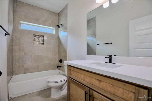 1502 Stirrup Cir, San Benito, TX 78586 - full bathroom with vanity, toilet, washtub / shower combination, and tile patterned flooring