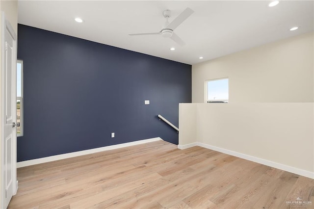 3409 Emma Dr, Weslaco, TX 78596 - unfurnished room with light wood-style floors, ceiling fan, and recessed lighting
