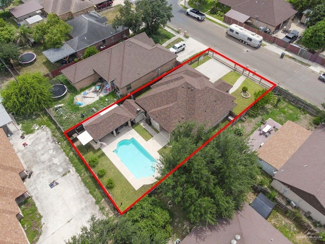 3908 Hill Crest Dr, Mission, TX 78573 - aerial view of residential area with property boundaries highlighted
